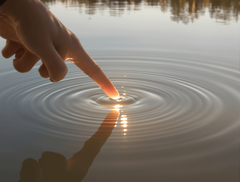 静かな水面に映る自分に、そっと手を差し伸べる指先
