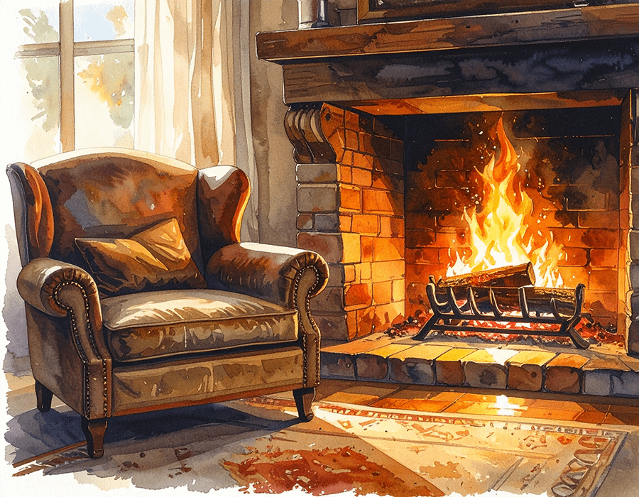 心地よく燃える暖炉の炎のクローズアップ